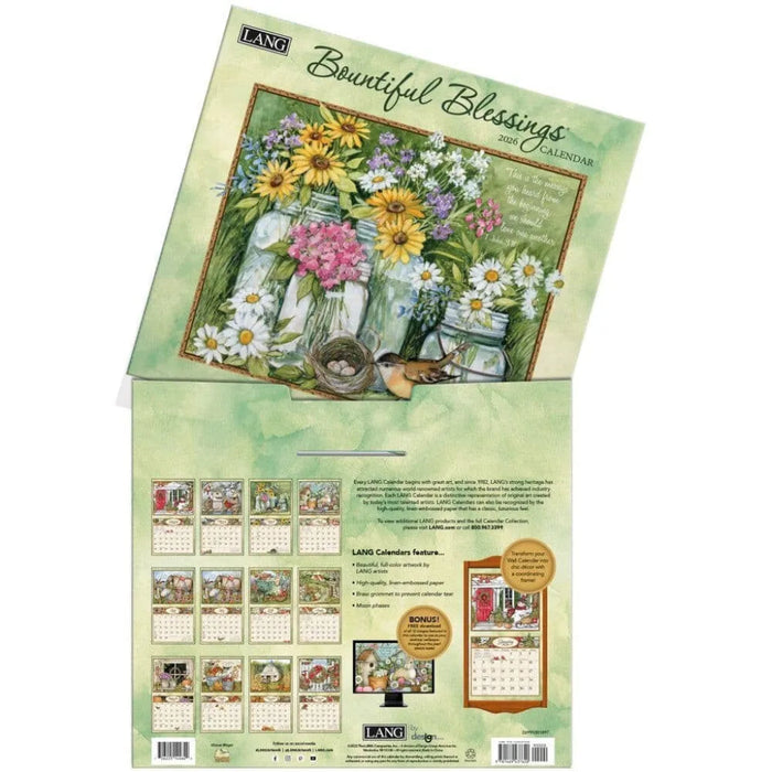 Calendar packaging with floral design and 'Bountiful Blessings' text on a white background