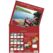 Cottage Country calendar with a red cover featuring a lakeside scene.