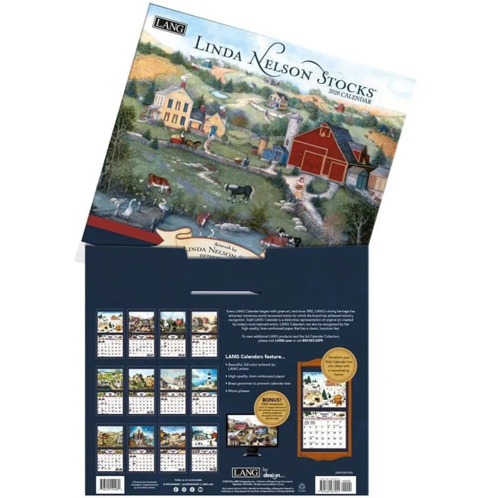 Linda Nelson Stocks calendar with a scenic illustration on the front and back design.