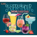 Happy Hour 2026 calendar with colorful cocktails on a blue background