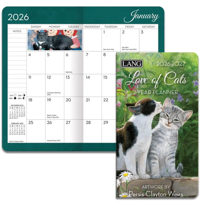 2026-2027 2 year planner with kittens in the outdoors 