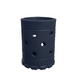 Navy blue silicone sleeve with holes for a container on a white background