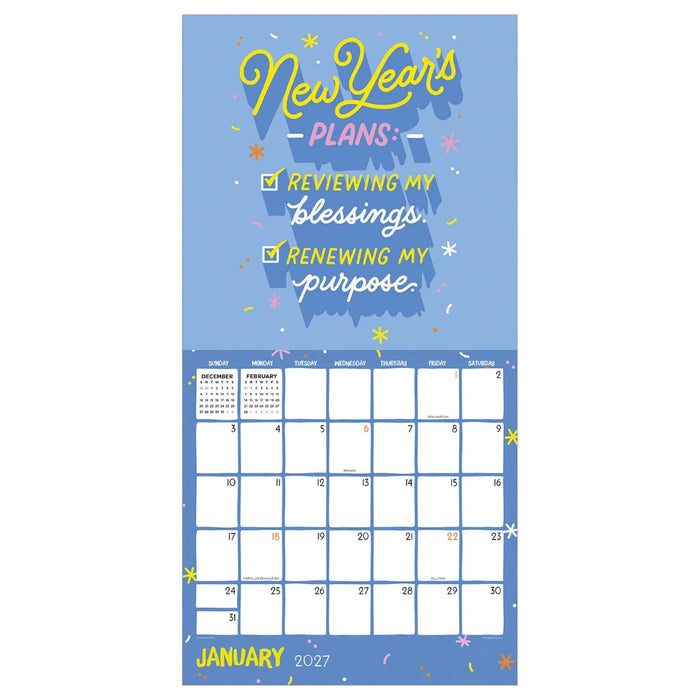 Hallmark Mahogany Kindness Shines in You 2027 12-Month Wall Calendar featuring uplifting artwork and affirming messages