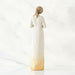 Decorative backside of a figure with a gradient design from white to gold on a white background