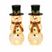 Gerson 10-inch battery-operated lighted frosted glass snowman decoration