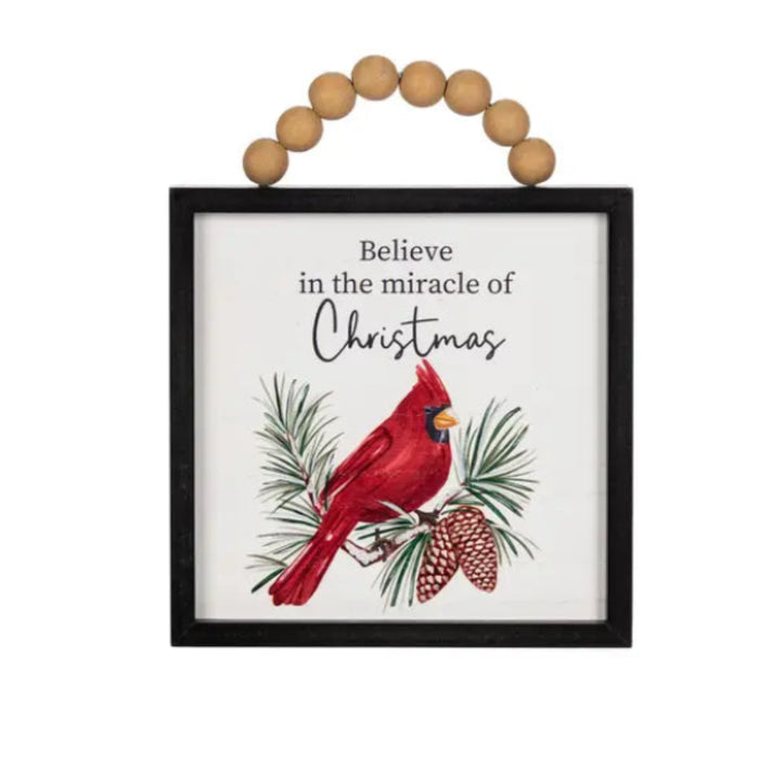Assorted wood cardinal hanging sign with rustic seasonal design