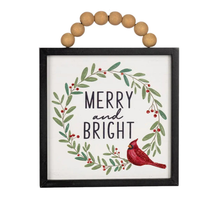 Assorted wood cardinal hanging sign with rustic seasonal design