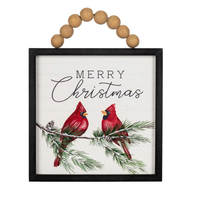 Assorted wood cardinal hanging sign with rustic seasonal design