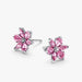  Elegant pink flower stud earrings featuring shimmering diamonds, perfect for adding a touch of glamour.
