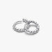 PANDORA Beaded Huggie Earrings in 14k gold plating with delicate bead detailing and a sparkling center stone