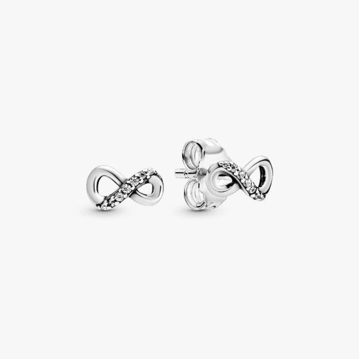 The ultimate symbol of eternal love, the infinity symbol features in these sparkling stud earrings.