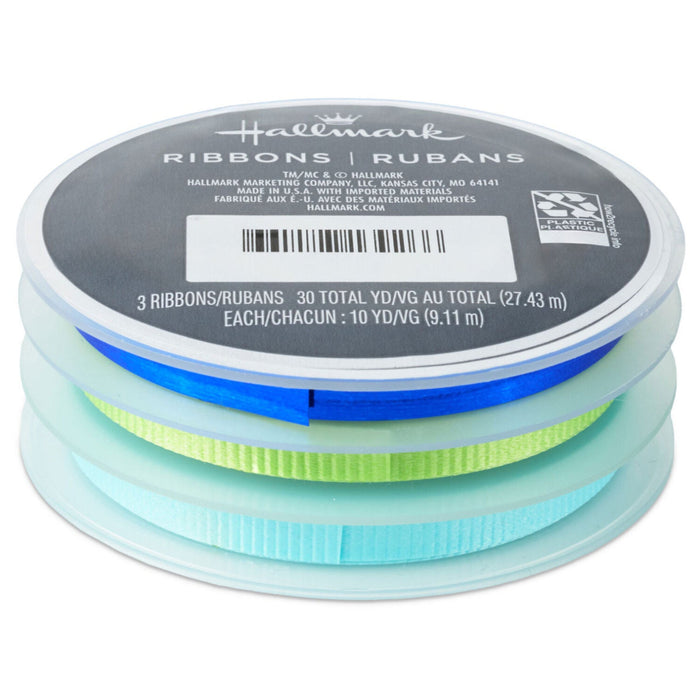 Aqua/Bright Green/Royal Blue 3-Pack Curling Ribbon, 90' total