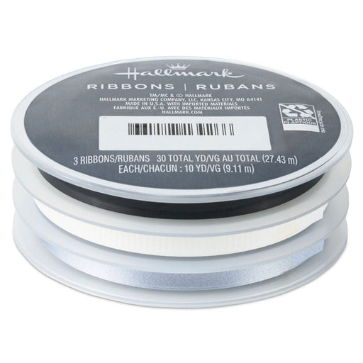 Hallmark : White/Matte Silver/Metallic Black 3-Pack Curling Ribbon, 90' total