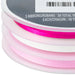 Close‑up of three curling ribbon spools in light pink, white, and metallic hot pink