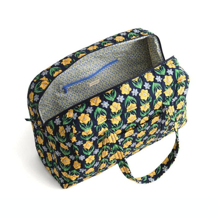 Vera Bradley Miramar Weekender in Daffodils – quilted cotton floral weekender bag with spacious interior and zipper closure.