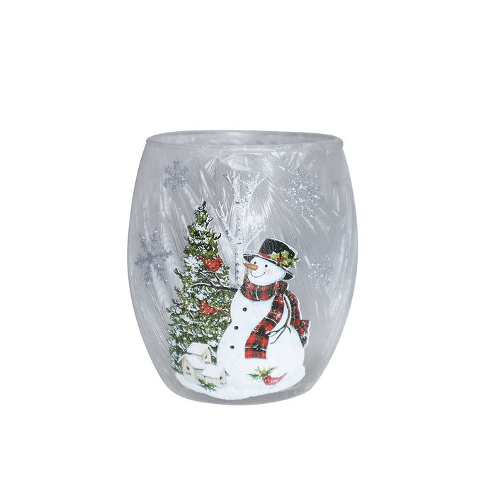 3" x 3" Snowy Frost Songbird LED Glass Vase - 3" x 3" Snowy Frost Songbird LED Glass Vase