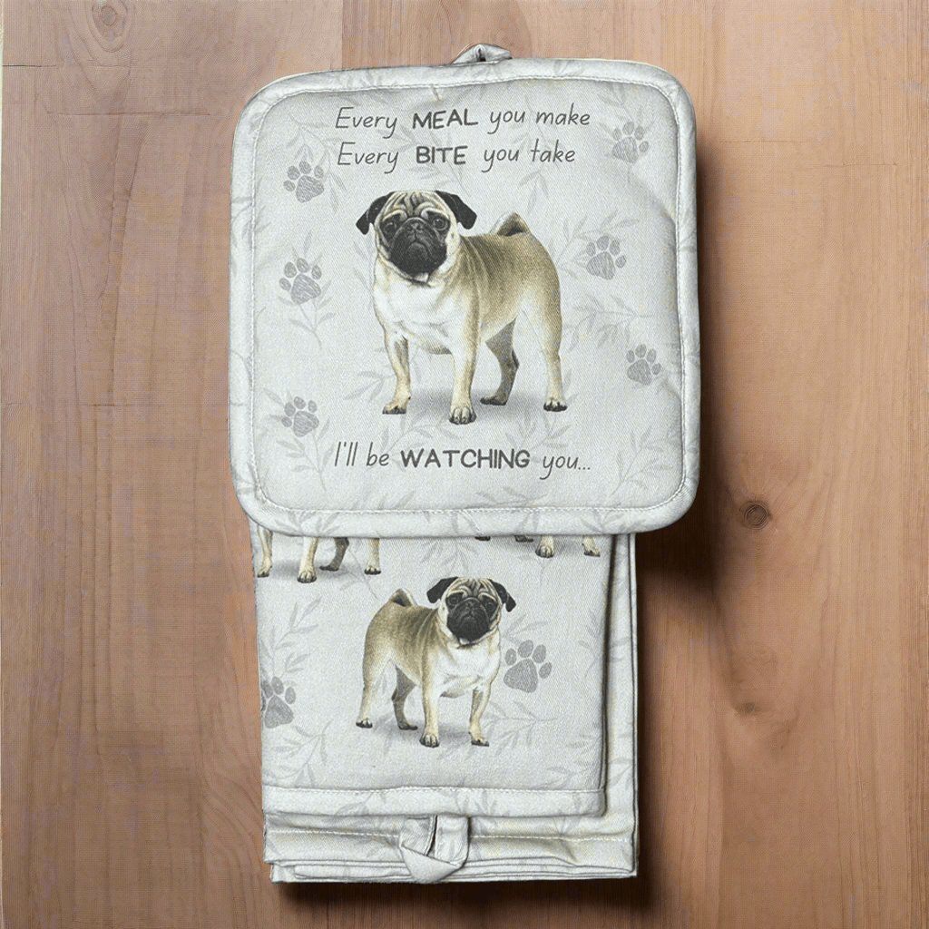 E & S Pets : Oven Mitt Set - Pug - Annies Hallmark & Gretchens