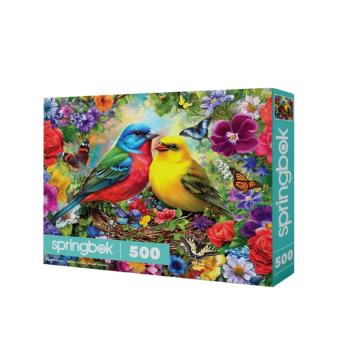 Springbok puzzle box featuring spring birds serenade