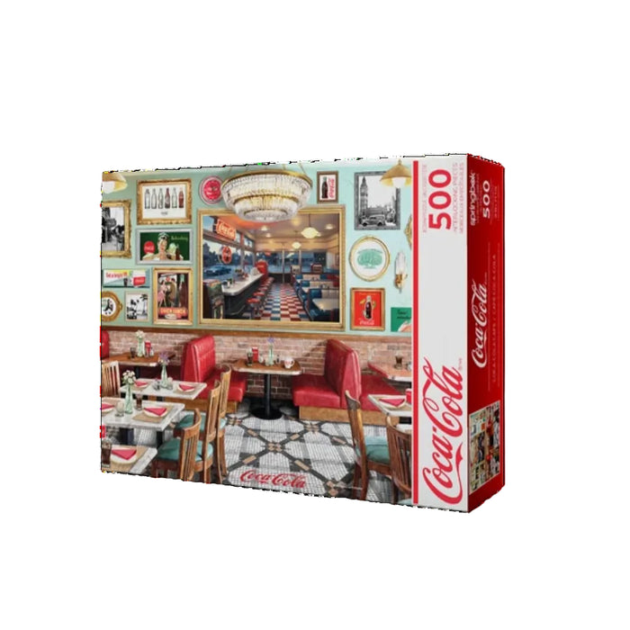Springbok Coca-Cola Cafe 500-piece jigsaw puzzle featuring a nostalgic café scene