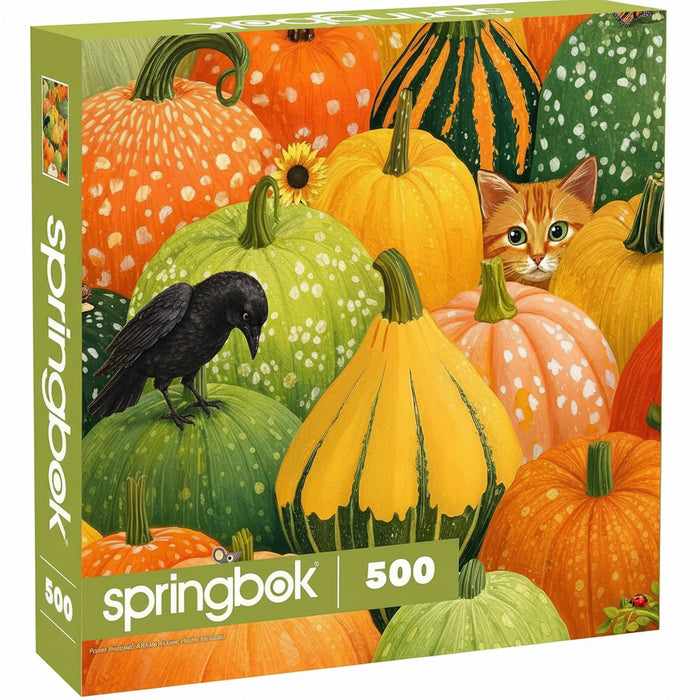 This Springbok Hide and Seek 500 Piece Jigsaw Puzzle features a whimsical hide-and-seek scene packed with colorful details. 