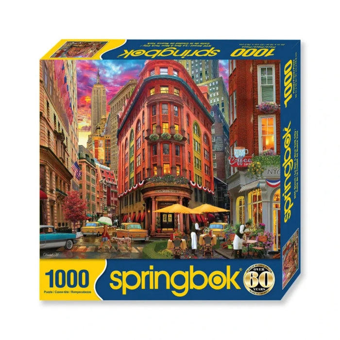 Springbok 1000-piece puzzle box with a colorful cityscape design.