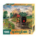 Springbok 1000-piece puzzle box with a horse-drawn carriage and covered bridge scene.