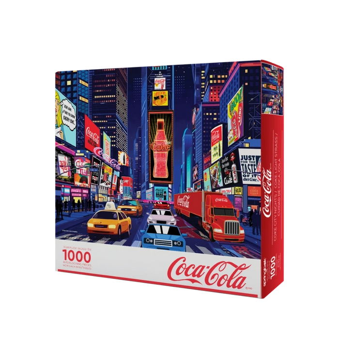 Springbok puzzle box featuring coca-cola city nights.