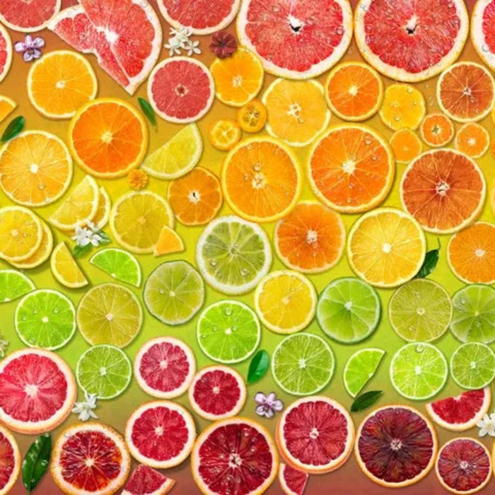 This Springbok Citrus Rainbow 1000 Piece Jigsaw Puzzle features a dazzling spectrum of citrus hues, vivid oranges, sunny yellows, and zesty limes.