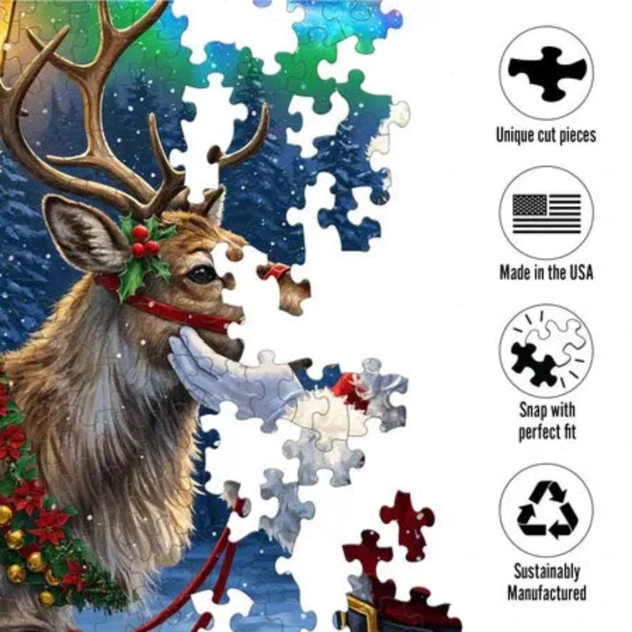 This Springbok Santa's Favorite Reindeer 500 Piece Jigsaw Puzzles features a charming holiday scene bursting with color and cheer. 