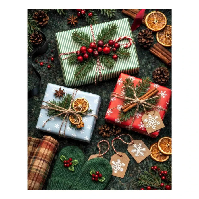 The Springbok Christmas Wrapping 500 Piece Jigsaw Puzzle features vibrant, festive artwork bursting with ribbons, bows, and colorful gift wrap.