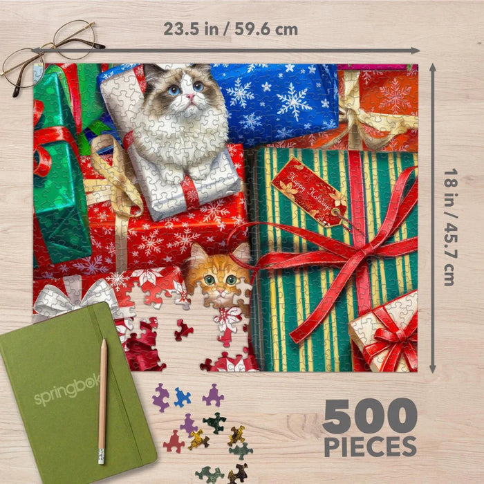 This Springbok Sneaky Christmas Cats 500 Piece Jigsaw Puzzle brings playful holiday charm to your next puzzle night.