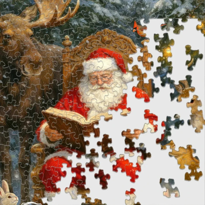 This Springbok Story Time with Santa 500 Piece Jigsaw Puzzle captures Santa reading holiday stories to wide-eyed children gathered around a glowing fireplace.