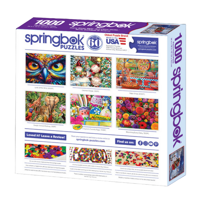 Springbok Puzzles packaging with colorful images on a white background