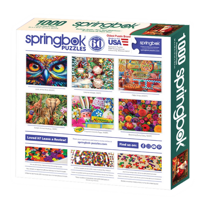 Springbok Puzzles packaging with colorful puzzle images on a white background