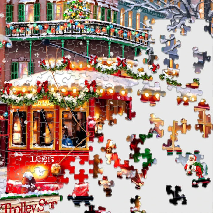 This Springbok Christmas Trolley 1000 Piece Jigsaw Puzzle brings festive charm to your holiday puzzle collection