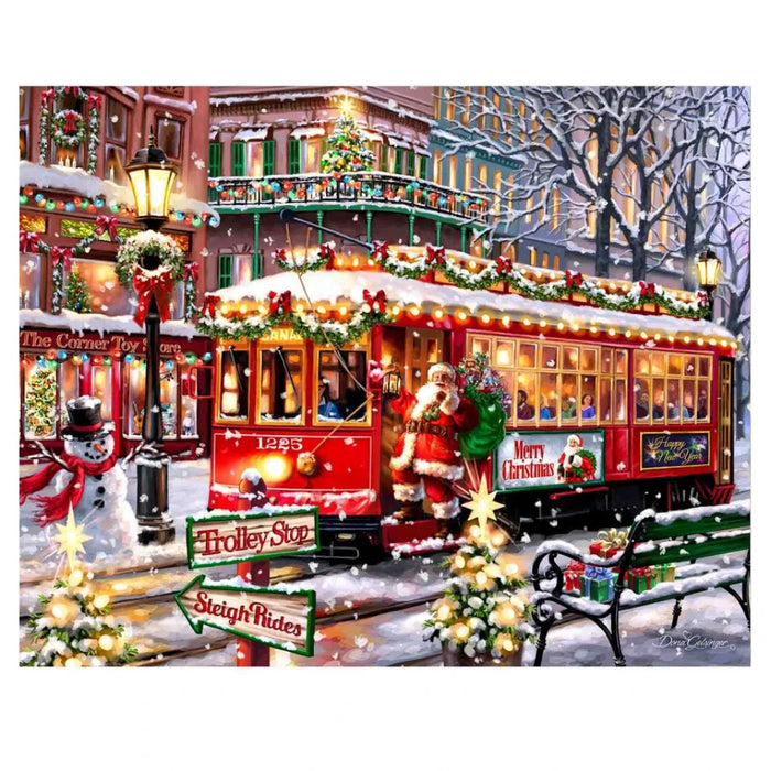 This Springbok Christmas Trolley 1000 Piece Jigsaw Puzzle brings festive charm to your holiday puzzle collection