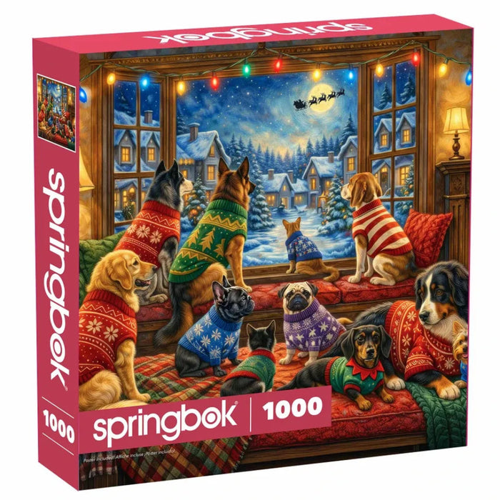 This Springbok Watching for Santa 1000 Piece Jigsaw Puzzle brings festive anticipation to your holiday puzzle time.