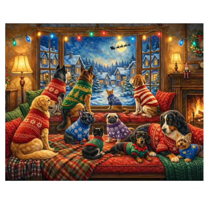 This Springbok Watching for Santa 1000 Piece Jigsaw Puzzle brings festive anticipation to your holiday puzzle time.