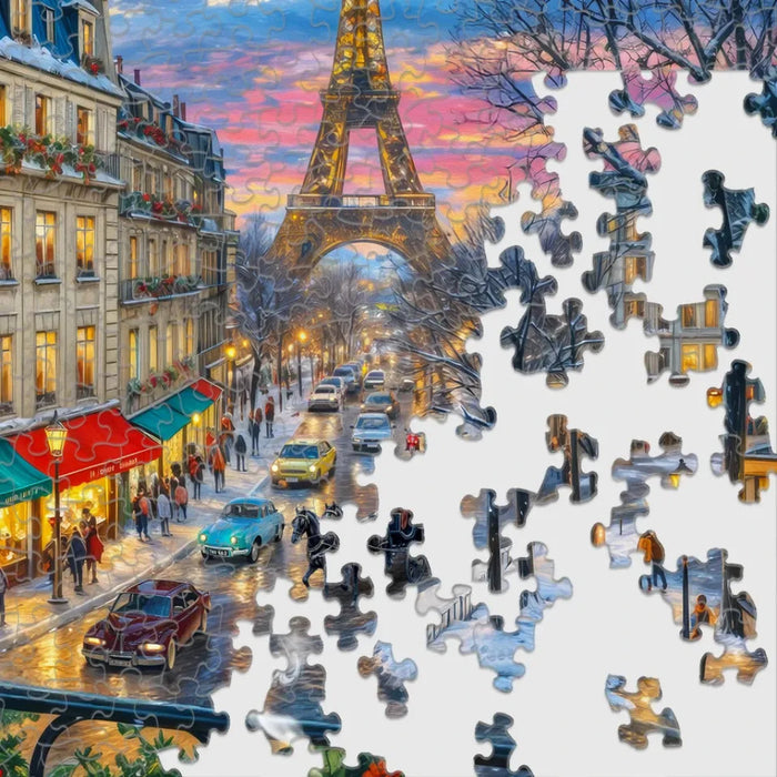 This Springbok Christmas in Paris 1000 Piece Jigsaw Puzzle captures the romance of Paris at Christmas.