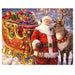This Springbok Santa's Send Off 1000 Piece Jigsaw Puzzle captures Santa mid-flight, soaring above snow-dusted rooftops in rich, vibrant color. 