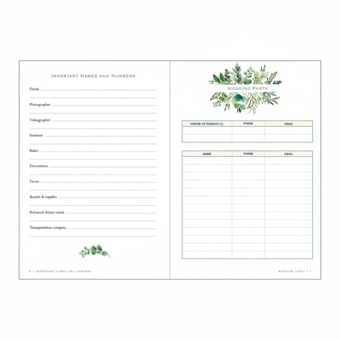 Peter Pauper Press The Wedding Planner Checklist with Eucalyptus cover and gold foil detailing