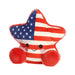 A plush toy shaped like a star, featuring red, white, and blue colors, suitable for play or decoration.