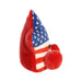 A star-shaped plush toy with a red, white, and blue design, ideal for kids or as a festive decoration.