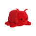 A soft red plush bug with large eyes, designed to be both adorable and huggable for kids.