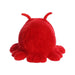 A cute red plush bug with big, round eyes, emphasizing its friendly and inviting appearance.