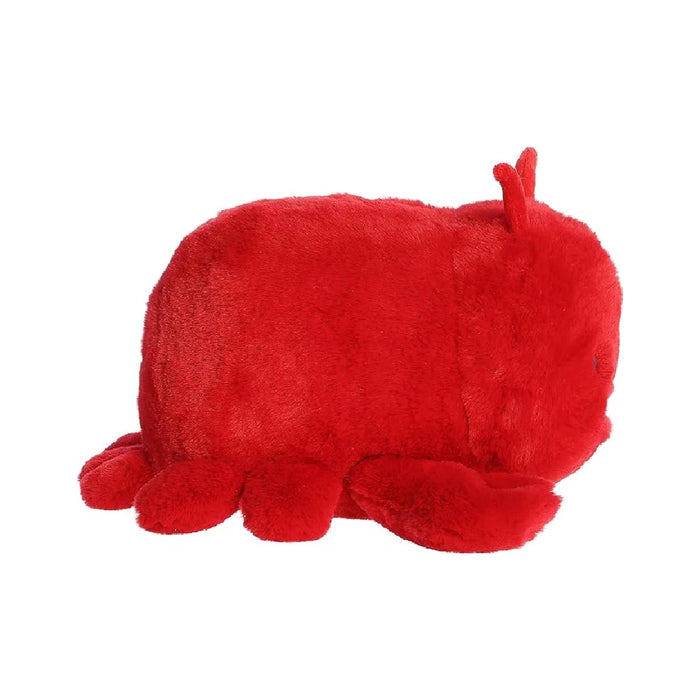 A vibrant red plush bug featuring oversized eyes, designed to be soft and cuddly for children.