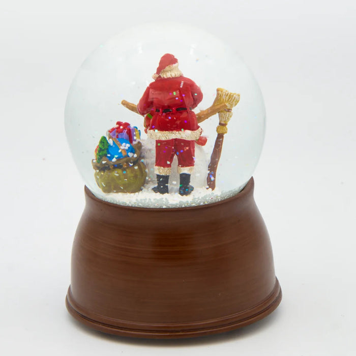 Glitterdome Santa and Frosty Friend Christmas decoration with Santa Claus and snowman winter scene