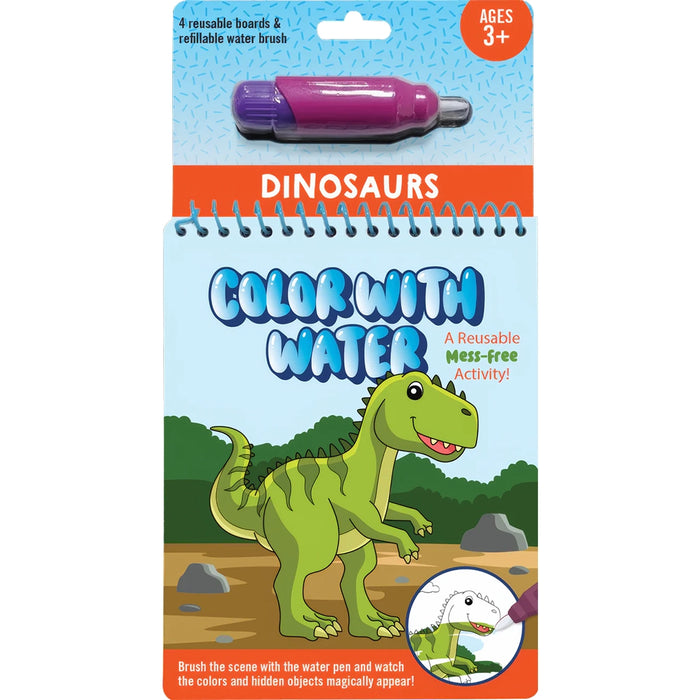 Color with Water activity book for children featuring a dinosaur on the cover.