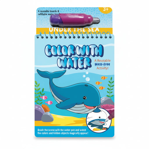 Peter Pauper Press Color With Water Under the Sea reusable water art activity set with sea life scenes and water pen