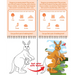 Educational children's book page with kangaroo illustrations and interactive elements.